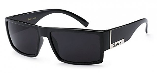 Locs Mens Flat Top Gangster Sunglasses Black Silver Frame 91026 (Black), 5.5w x 1.75h