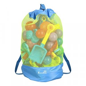 EocuSun Large Mesh Beach Bag Tote Durable Sand Away Drawstring Beach Backpack Swim and Pool Toys Balls Storage Bags Packs, Stay Away From Sand and Wa