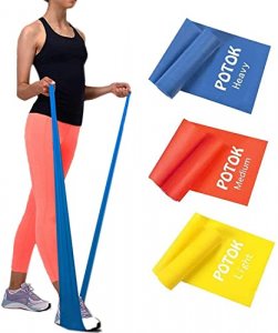 Potok Resistance Band Set, 3Pack Latex Elastic Bands for Upper & Lower Body & Core Exercise, Physical Therapy, Lower Pilates, at-Home Workouts, and R