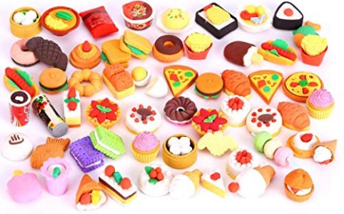 30 PCs Joanna Reid Collectible Set of Adorable Puzzle Sweet Dessert Food Cake Erasers for Kids - No Duplicates - Puzzle Toys Best for Party Favors-Tr