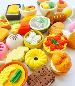 30 PCs Joanna Reid Collectible Set of Adorable Puzzle Sweet Dessert Food Cake Erasers for Kids - No Duplicates - Puzzle Toys Best for Party Favors-Tr