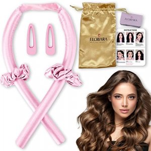 Heatless Hair Curler for Long Hair, No Heat Silk Curling Ribbon Rods with Hair Claw Clip-Curling Ribbon and Flexi Rods DIY Hair Styling Tools for Nat