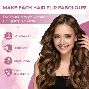 Heatless Hair Curler for Long Hair, No Heat Silk Curling Ribbon Rods with Hair Claw Clip-Curling Ribbon and Flexi Rods DIY Hair Styling Tools for Nat