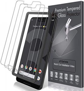 LK 3 PACK Screen Protector Compatible for Google Pixel 3 XL Tempered Glass High Clear, Case Friendly, Come with Installation Tray