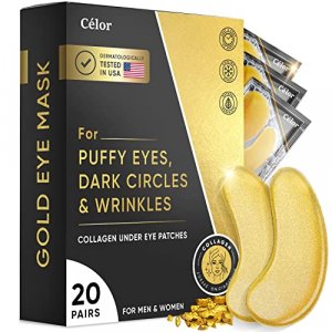 Under Eye Patches (20 Pairs) - Gold Under Eye Mask Amino Acid & Collagen, Under Eye Mask for Face Care, Eye Masks for Dark Circles and Puffiness, Und