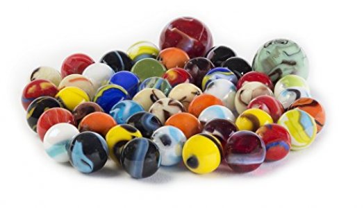 Marbles for Kids, Set of 50 (48 Players and 2 Shooters) Assorted Colors, Styles, and Multiple Finishes. Bulk Marbles, Includes Game Marbles Rules, fo