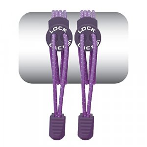 LOCK LACES (Elastic No Tie Shoelaces) (Purple, 48-Inch)