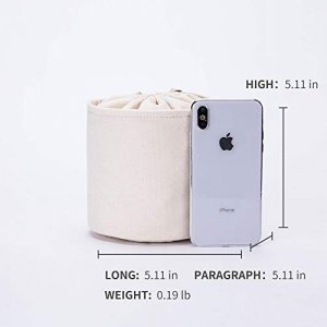 Tall Purse Organizer Insert Womens Canvas Round Handbag Organizer Storage,Handbag Purse Organizer Round Cosmetic Pouch Bag Bucket Makeup Bag (Black, 