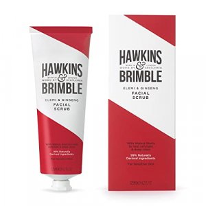 Hawkins & Brimble Mens Facial Scrub 125 ml / 4,2 fl oz. - Walnut & Almond Face Skin Exfoliator | Pre Shave