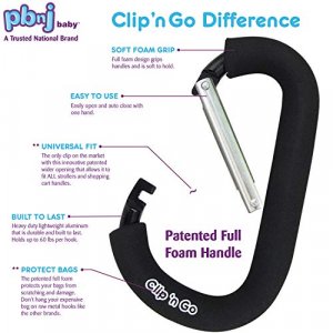PBnJ baby Clip n Go - 2 Pack X-Large Stroller Organizer Hook Clip for Purse Shopping & Diaper Bags
