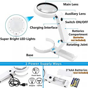 30X 10X Magnifying Glass With Light And Stand, Foldable Handheld Magnifying  Glass & 2 Level Dimmable For Close Work, Macular Degeneration, Seniors Re -  Imported Products from USA - iBhejo