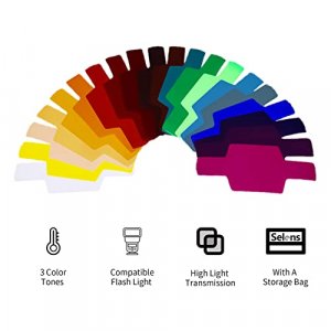 Selens Universal Flash Gels Lighting Filter SE-CG20-20 pcs Combination Kits for Camera Flash Light Strobe Light, Color Correction Filter Color Gels f