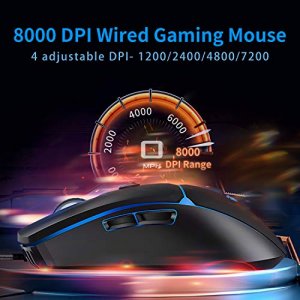FANTECH Wired Gaming Mouse Lightweight-8000 DPI Optical Computer Mouse,4 RGB Backlit Modes, 6 programmable Buttons,Ergonomic Gamer Laptop PC Mice (Bl