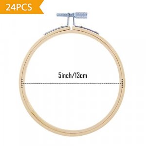 Caydo 12 Pieces 5 Inch Embroidery Hoops, Bamboo Cross Stitch Hoops Ring Bulk Wholesale for Christmas Ornaments Decoration and Art Craft Handy Sewing