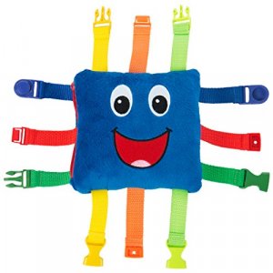Buckle Toy - Boomer Square - Learning Activity Toddler Plane Travel Essential Toy - Develop Motor Skills and Problem Solving