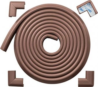 Roving Cove Corner Edge Protector for Baby Proofing (Large 15ft Edge 4 Corners), Hefty-Fit Heavy-Duty, Soft NBR Rubber Foam, Furniture and Fireplace 
