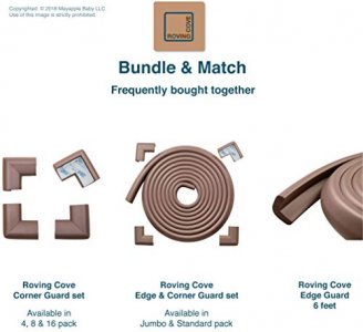 Roving Cove Corner Edge Protector for Baby Proofing (Large 15ft Edge 4 Corners), Hefty-Fit Heavy-Duty, Soft NBR Rubber Foam, Furniture and Fireplace 