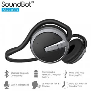 SoundBot SB221 HD Wireless Bluetooth Headset Sports-Active Headphone for 20Hrs Music Streaming & 25Hrs HandsFree Calling w/Sweat Resistant Ergonomic 