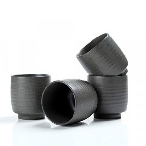 TEANAGOO Pottery Chinese Tea Cup Tea Cup, 5.8 Oz, Junware, TC03 Grey, 4 Pcs/box, Occupied Japan Tea Cups Porcelian Asian Tea Cups No Handles Japanese