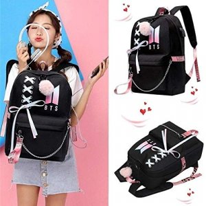 AliKpop USB Backpack Jimin Suga Jin Taehyung V Jungkook Korean Casual Backpack Daypack Laptop Bag College Bag Book Bag School Bag