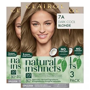 Clairol Natural Instincts Semi-Permanent Hair Dye, 7A Dark Cool Blonde Hair Color, 3 Count