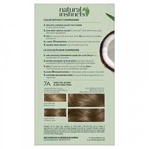 Clairol Natural Instincts Semi-Permanent Hair Dye, 7A Dark Cool Blonde Hair Color, 3 Count