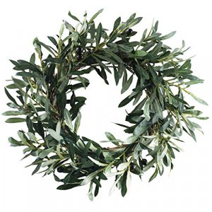 HO2NLE 20 inches Artificial Olive Wreath for Front Door Decor Spring and Summer Faux Silk Garland Home Office Wall Window Wedding Decorations
