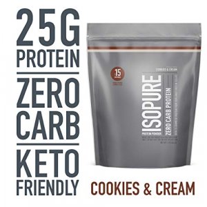 Isopure Zero Carb, Vitamin C and Zinc for Immune Support, 25g Protein, Keto Friendly Protein Powder, 100% Whey Protein Isolate, Flavor: Cookies & Cre