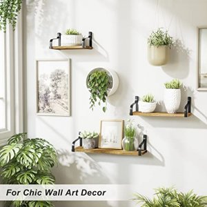 Love-KANKEI Floating Shelves Wall Mounted Set of 3, Rustic Wood Wall Storage Shelves for Bedroom, Living Room, Bathroom, Kitchen, Office and More Car