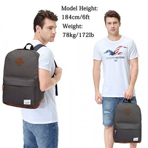 Vaschy School Backpack for College Students Casual Daypack with Padded 15 inch Laptop Compartment Dark Gray