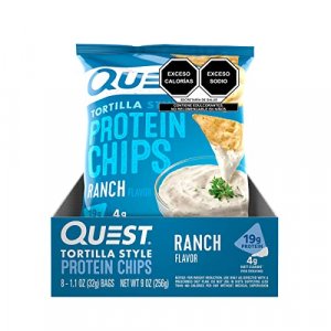 Quest Nutrition Tortilla Style Protein Chips, Ranch, Low Carb, Gluten Free, Baked, 1.1 Ounce (Pack of 8)
