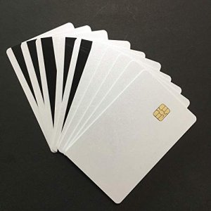 XCRFID SLE4442 Chip Pearl White Cards with Hi-Co Magnetic Stripe PVC Blank Card (SLE4442 with 2Track Magstripe Card -10pcs)