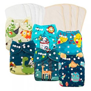 babygoal Reusable Cloth Diapers for Baby Boys, One Size Adjustable Washable Pocket Nappy Covers 6 Pack6pcs Microfiber Inserts4pcs Bamboo Inserts 6FB1