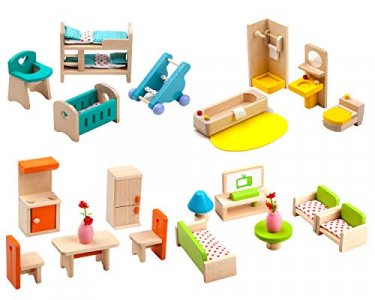 Wooden barbie house online furniture