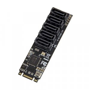 IO CREST Internal 5 Port Non-RAID SATA III 6GB/s M.2 BM Key Adapter Card for Desktop PC Support SSD and HDD. JMB585 Chipset