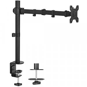 VIVO Single Monitor Arm Desk Mount, Holds Screens up to 32 inch Regular and 38 inch Ultrawide, Fully Adjustable Stand with C-Clamp and Grommet Base, 