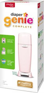 Playtex Diaper Genie Complete Pail with Built-In Odor Controlling Antimicrobial, Includes Pail & 1 Refill, Pink