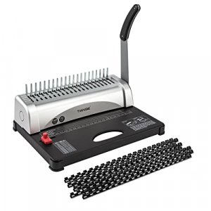 Binding Machine, 21-Holes, 450 Sheets, Comb Binding Machine with Starter Kit 100 PCS 3/8'' Comb Binding Spines, Comb Binding Machine Perfect for Lett