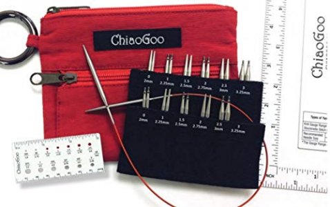 CHIAOGOO Interchangeable Needle Tips, Twist Red Lace Mini, Stainless Steel, Red, 2-3.25 mm
