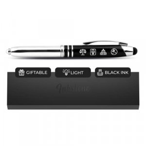 Inkstone Symbols of Law and Justice Gift Pen with Light and Stylus Tip