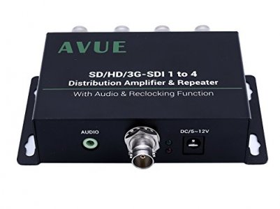 AVUE 3G-SDI/HD-SDI/SDI 1x4 Distribution Repeater & Extender with Re-clocking Function, Each one extends up to 350ft. Broadcasting Grade