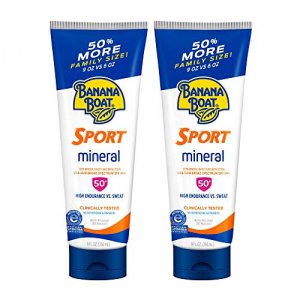 Banana Boat Sport 100% Mineral, Reef Friendly, Broad Spectrum Sunscreen Lotion, SPF 50, 9oz. - Twin Pack