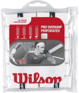 WILSON Pro Overgrip Perforated 12 Pack - White - Tennis - Badminton - Squash