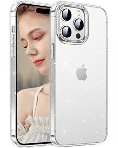 Ouxul Glitter Clear Compatible With Iphone 14 Pro Case For Women Girls, [Non-Yellowing][Zero-Fingerprint] 5G Phone Case For Iphone 14 Pro Slim Thin C