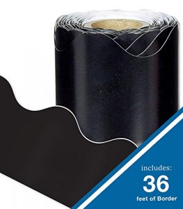 Carson Dellosa Black Bulletin Board Borders, 36 Feet Of Scalloped Black Classroom Borders For Bulletin Board, White Board, Cork Board, Locker, Room D