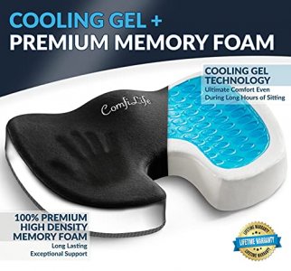Comfilife Gel Enhanced Seat Cushion - Non-Slip Orthopedic Gel & Memory Foam Coccyx Cushion For Tailbone Pain - Office Chair Car Seat Cushion - Sciati