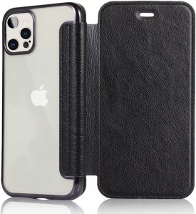 Muzifei Wallet Case For Iphone 14 Pro Max With Clear,Slim Thin Pu Leather Folio Flip Case With Card Slot And Clear Soft Tpu Back Cover For Apple Ipho