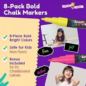 Browill Magnetic Dry Erase Markers, (8 PK) DealKits Low Odor White Board Markers Whiteboard Markers with Erasers for Kids Teacher Supplies for