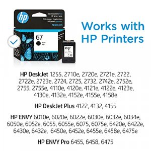 HP 67 Black Ink Cartridge | Works with HP DeskJet 1255, 2700, 4100 Series,  HP ENVY 6000, 6400 Series | Eligible for Instant Ink | 3YM56AN