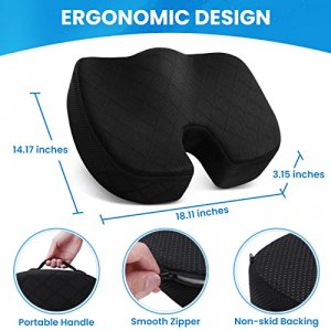 Tushguard Seat Cushion, Office Chair Cushions, Car Seat Cushion, Non-Slip Sciatica & Back Coccyx Tailbone Pain Relief Chair Pad, Memory Foam Butt Pil